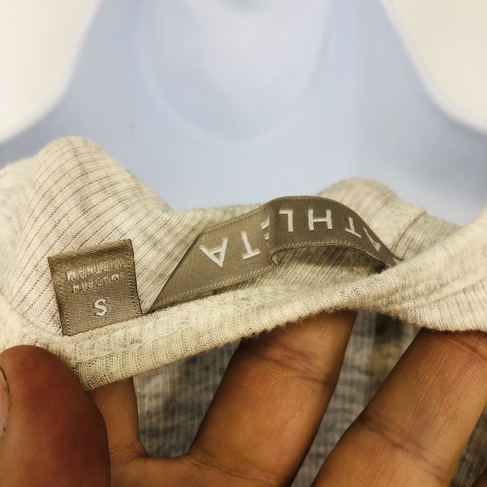 Athleta Gray Thermal Open Back Tank Top Womens Size Small Cropped Back Racerback - Picture 8 of 8